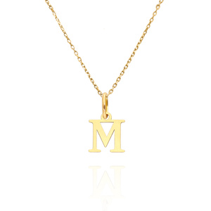 Złota zawieszka wisiorek 585 prosta mała literka M wysokość 1 cm