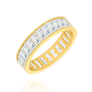 Złoty pierścionek 585 szeroka obrączka cyrkonie bagietki dookoła