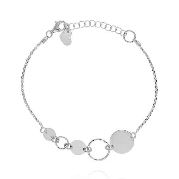 Srebrna bransoletka połączone koła 925 ankier długość 17-20 cm