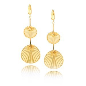 Złote kolczyki wiszące 585 długie diamentowane koła zapięcie angielskie