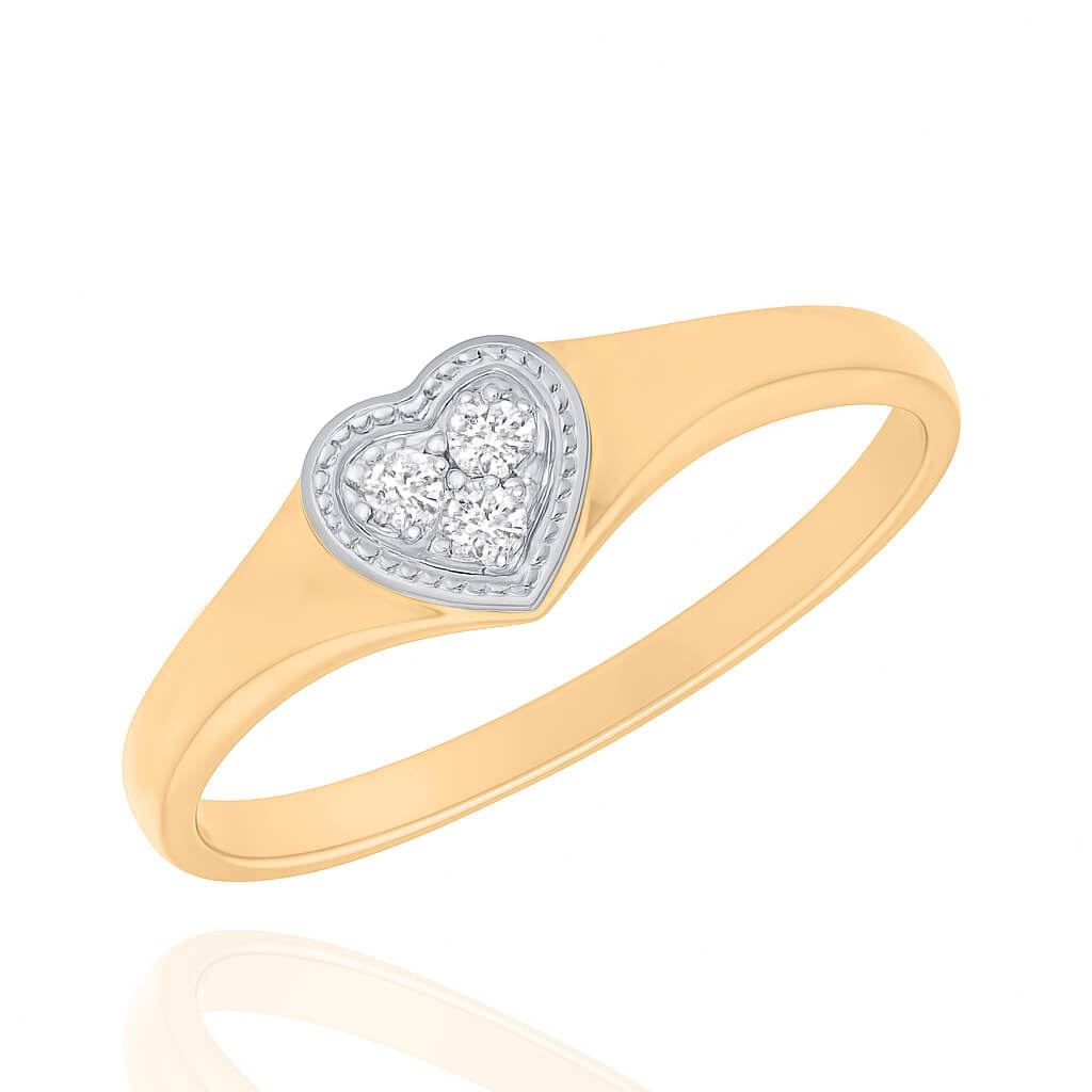 Złoty pierścionek zaręczynowy serce z diamentami 585 różowe złoto brylanty 0,045 ct