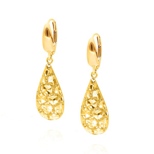 Złote kolczyki wiszące ażurowe 585 łezki sopelki fasetowane zapięcie angielskie tears