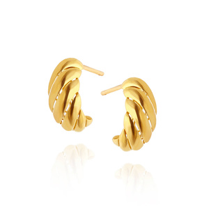 Złote kolczyki rogale 585 kręcone na sztyft croissant