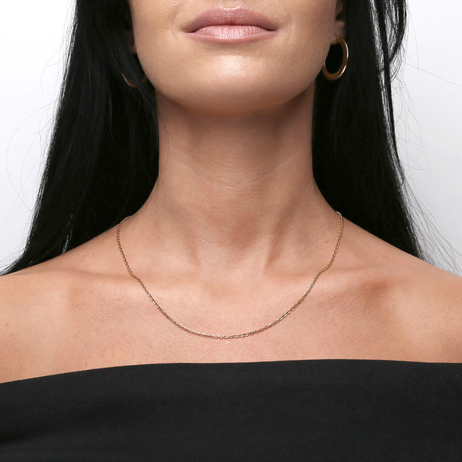 Złoty łańcuszek 585 Ankier diamentowany 1,4 mm długość 50 cm