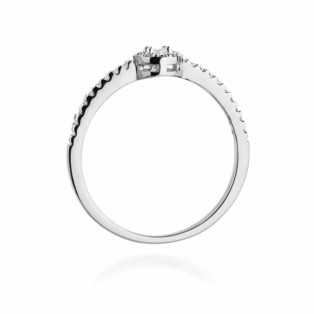 Złoty pierścionek zaręczynowy z diamentami 0,19 ct białe złoto