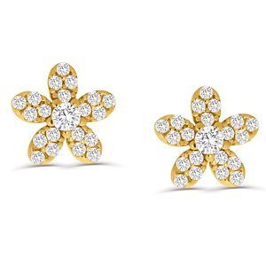Złote kolczyki kwiatki 585 z cyrkoniami na sztyft Persephone