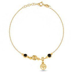 Bransoletka złota drzewko szczęścia cyrkonie charms moduł 585