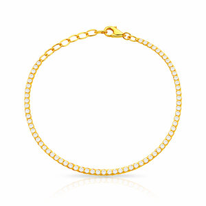 Złota bransoletka 585 tenisowa białe cyrkonie 16-18 cm