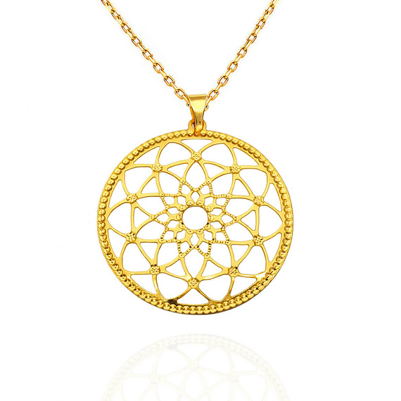 Złota zawieszka kółko 585 ażurowa okrągła diamentowana 4 cm