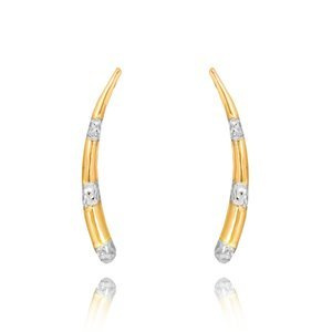 Złote kolczyki rogi 585 wiszące sztyfty diamentowane