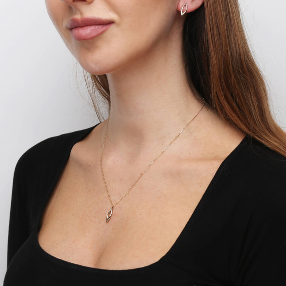 Złoty naszyjnik 585 gładka łezka łańcuszek ankier diamentowany 40-43 cm