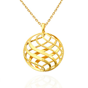 Złota zawieszka kółko 585 ażurowa okrągła diamentowana 3 cm
