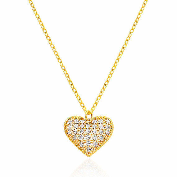Złoty naszyjnik serce dwustronny 585 serduszko diamentowane iluzja dwukolorowe 42-45 cm