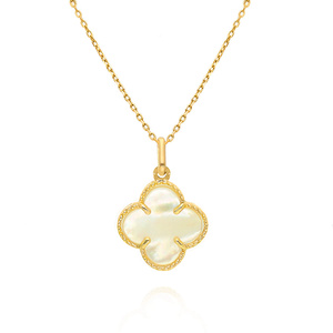 Złota zawieszka duża koniczynka 585 kwiatek masa perłowa  2 cm