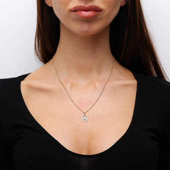 Złota zawieszka 585 okrągła góry Ziemia szczyt górski