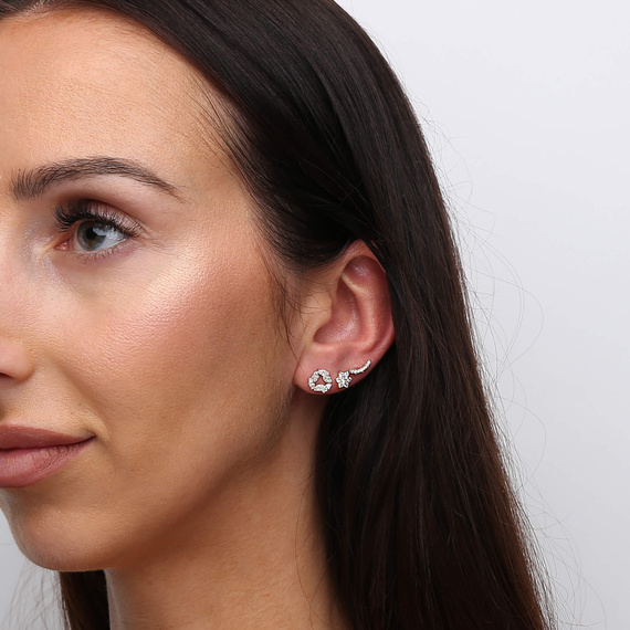 Złoty kolczyk do piercingu 585 łuk cyrkonie labret helix tragus conch 