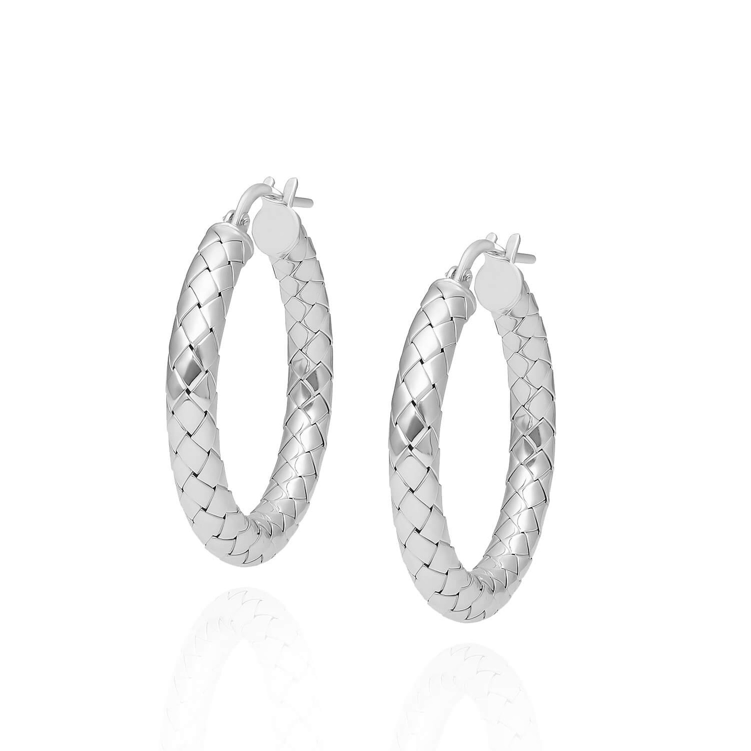 Srebrne kolczyki koła 925 fasetowane na zatrzask 3 cm