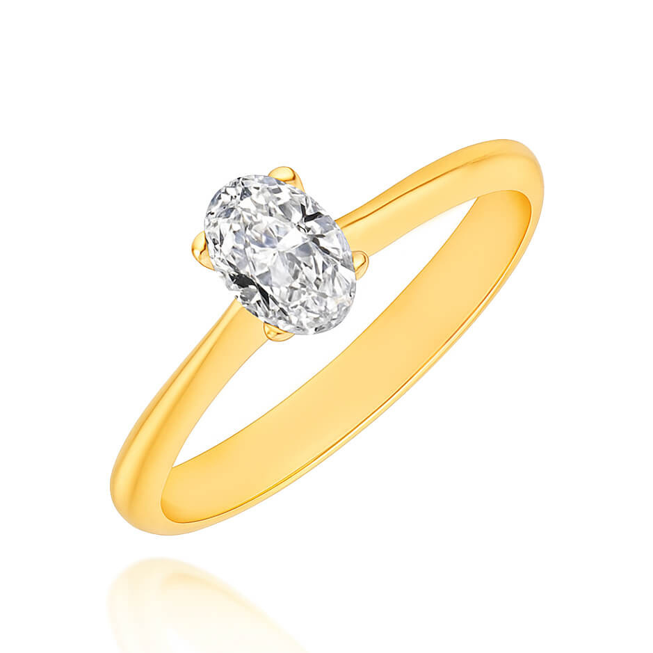Złoty pierścionek zaręczynowy z diamentem 585 owalny brylant 0,40 ct