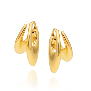 Złote kolczyki koła podwójne 585 duże gładkie na zatrzask