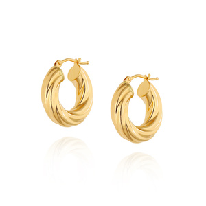 Złote kolczyki koła 585 grube spirale kręcone na zatrzask 1,8 cm