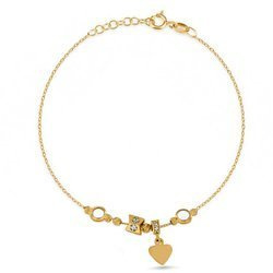 Bransoletka złota z zawieszkami charms serce 585