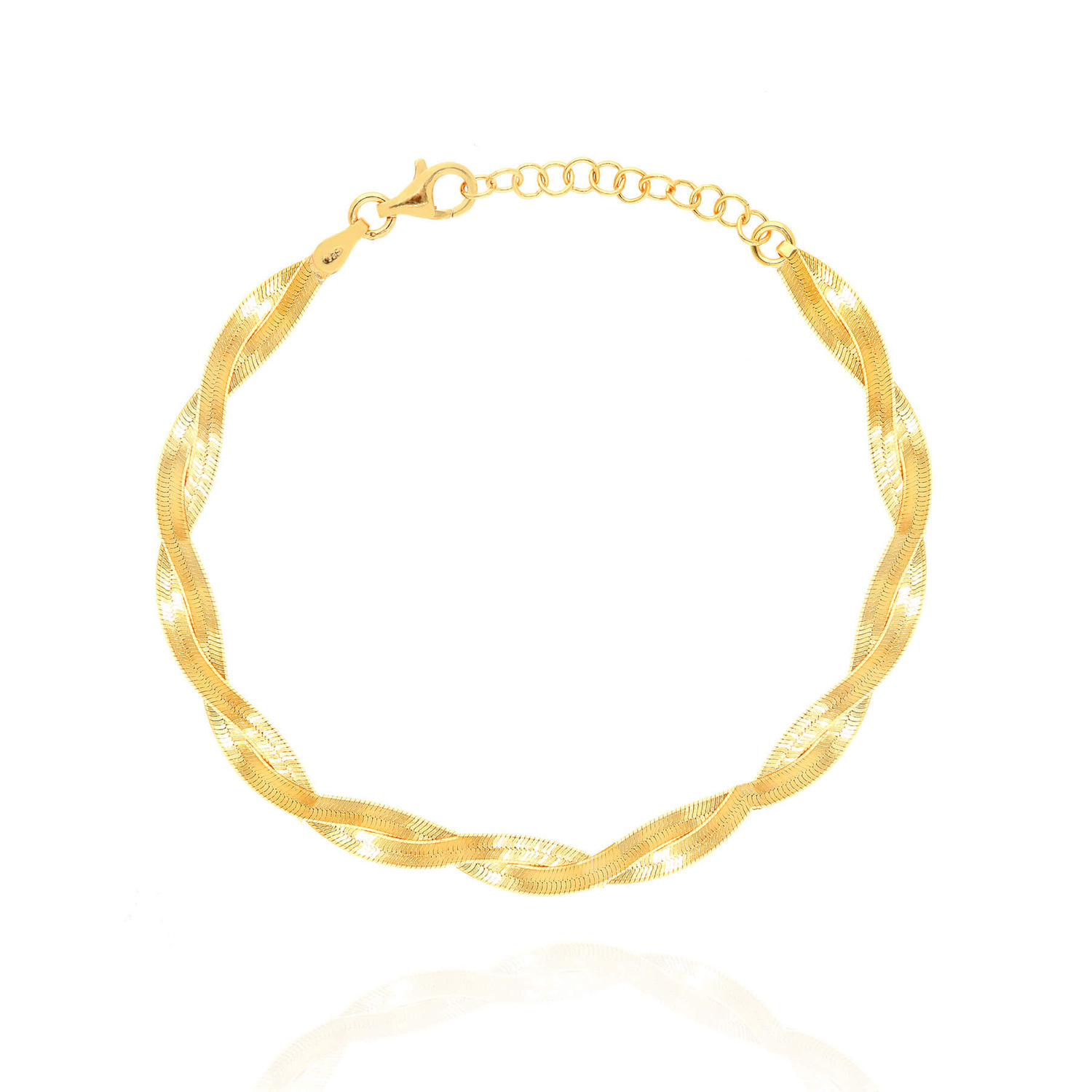 Srebrna pozłacana bransoletka warkocz 925 żmijka 20 cm