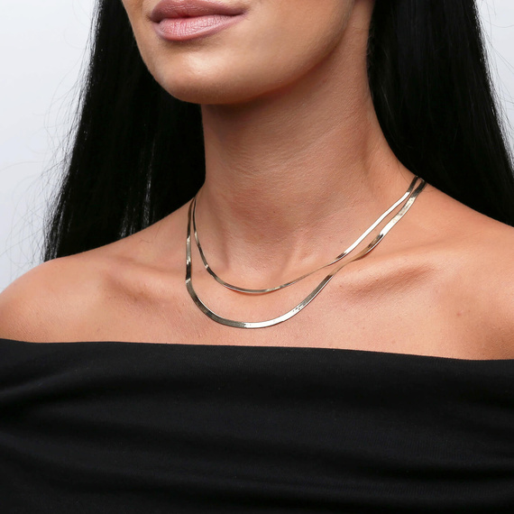 Naszyjnik złoty taśma żmijka 585 gładka 4 mm długość 40-45 cm Choker 