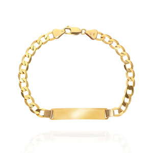 Złota bransoleta męska 585 pancerka pełna z blaszką 8 mm Grawer długość 22 cm