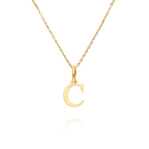Złota zawieszka wisiorek 585 prosta mała literka C wysokość 1 cm