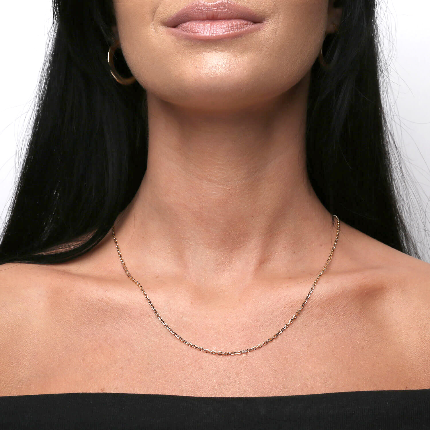 Złoty łańcuszek 585 Ankier diamentowany 2 mm długość 42 cm