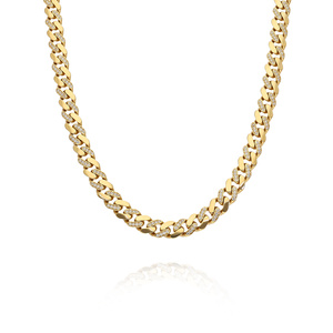 Złoty naszyjnik 585 łańcuch szeroki 7 mm pancerka z cyrkoniami 45 cm