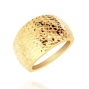 Złoty pierścionek szeroki diamentowany 585 frezowany