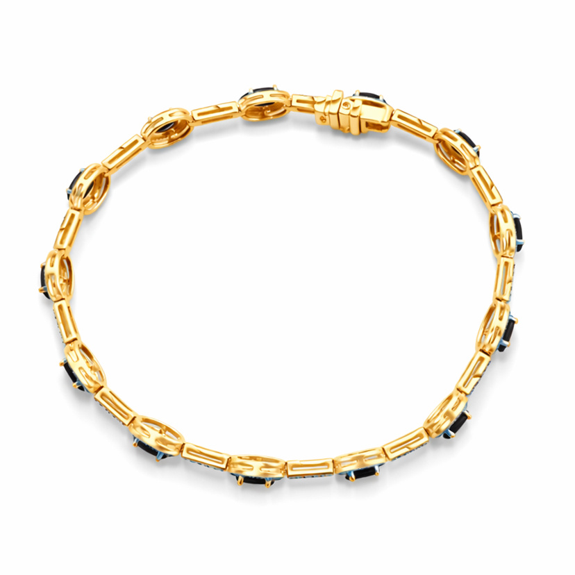 Złota bransoletka damska szafiry 585 z diamentami 0,19 ct i i szafirami 3,58 ct  18 cm