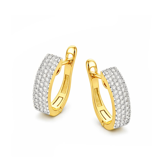 Złote kolczyki 585 przecinki z diamentami 0,22 ct angielskie