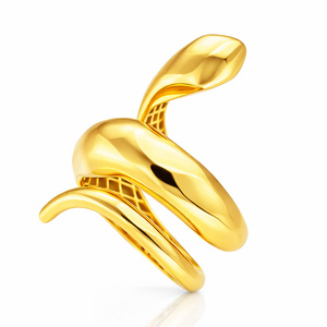 Złoty pierścionek duży wąż 585 szeroka żmija snake serpent nacinany  4 cm