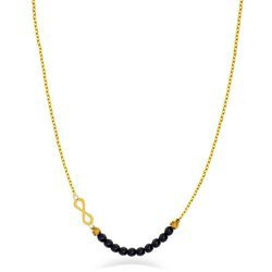 Naszyjnik złoty z nieskończonością z kuleczkami hematyt 585 Nyks