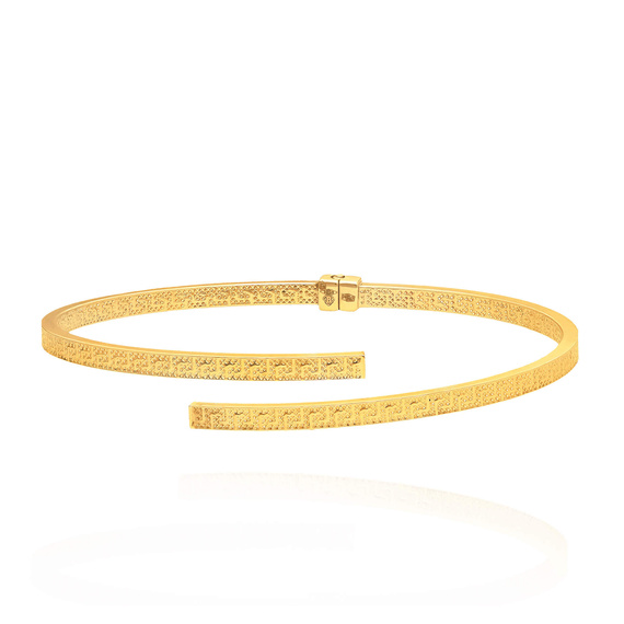 Złota bransoletka sztywna grecka 585 bangle droga grecka na zawias