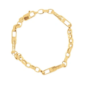 Złota bransoleta męska 585 gruby splot ankier wzór grecki 22 cm