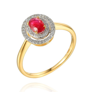 Złoty pierścionek 585 rubin 0,45 ct diamenty 0,15 ct