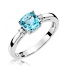 Złoty pierścionek 585 topaz 0,70 ct z diamentami 0,03 ct białe złoto