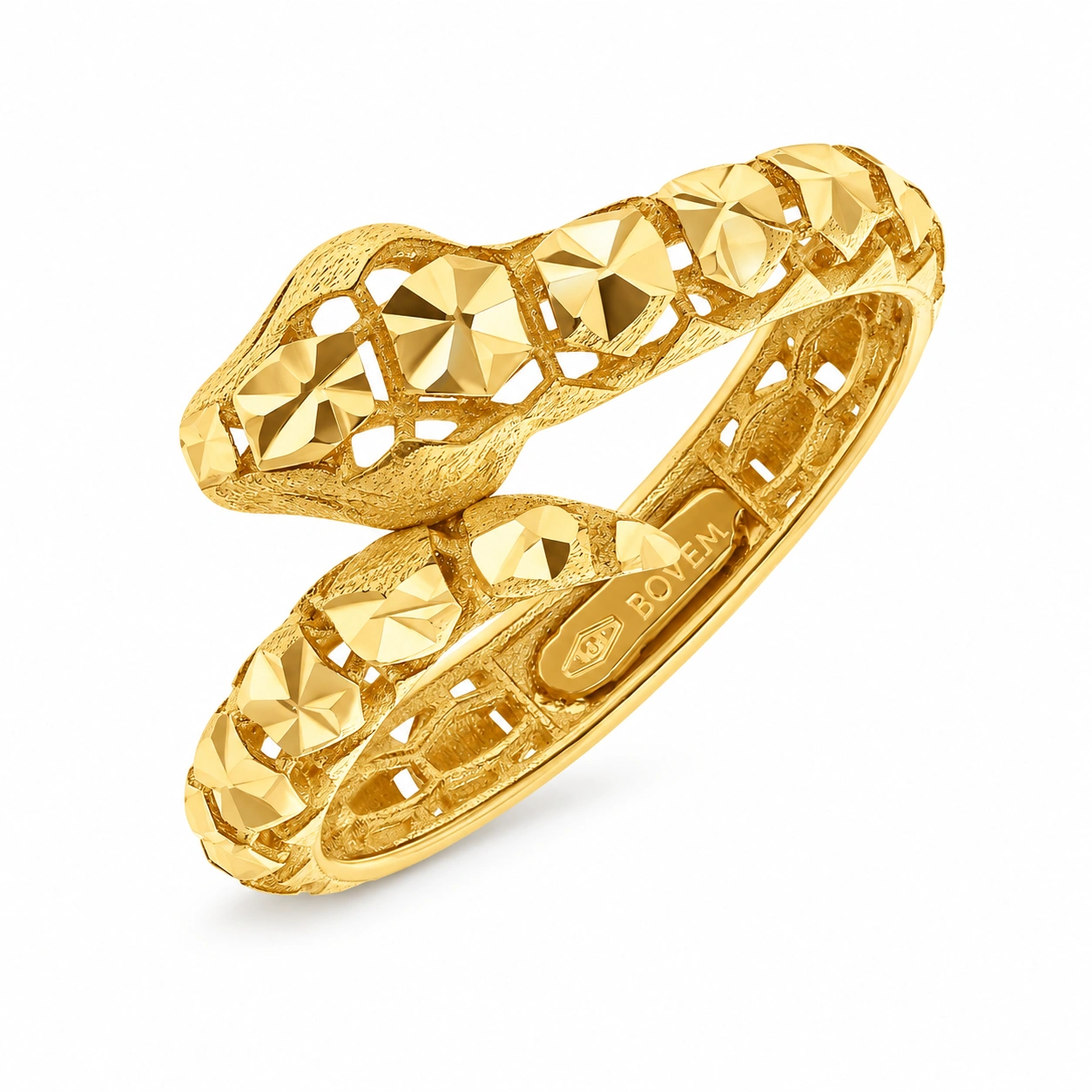 Złoty pierścionek 585 wąż serpent diamentowany