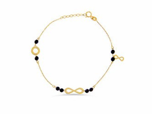 Bransoletka złota 585 dwie nieskończoności kółko czarne cyrkonie Nyks