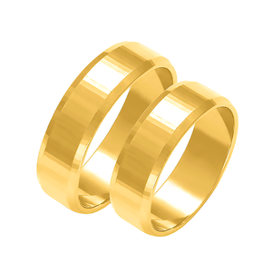 Obrączki ślubne para: złoto 585, diamentowane, fazowane, 6 mm