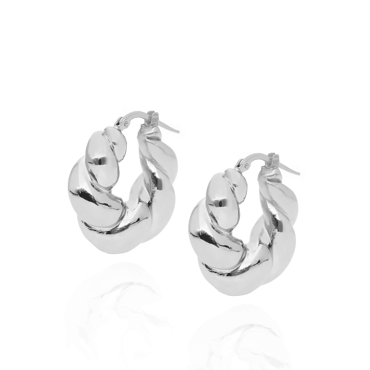 Srebrne kolczyki koła 925 kręcone grube na zatrzask