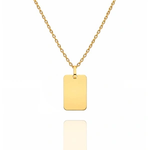 Złota zawieszka 585 blaszka gładka nieśmiertelnik grawer 2,3 cm