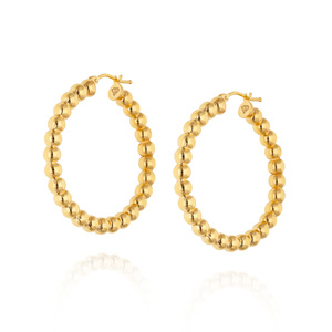 Złote kolczyki koła 585 kulki na zatrzask 3,5 cm kuleczki