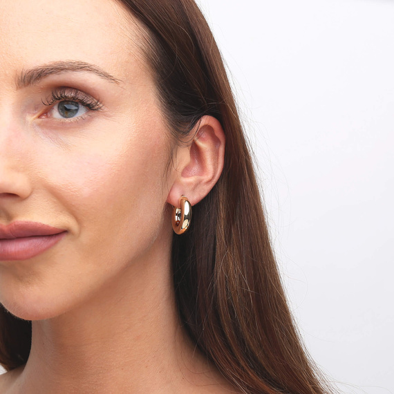 Złote kolczyki grube koła szerokie 585 kółka gładkie na zatrzask 2,5 cm