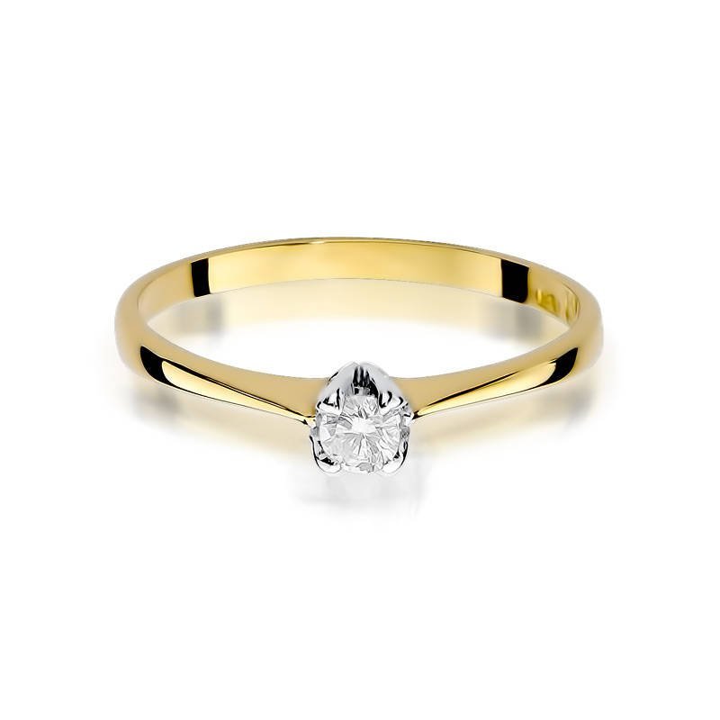 Złoty pierścionek zaręczynowy z diamentem 0,10 ct