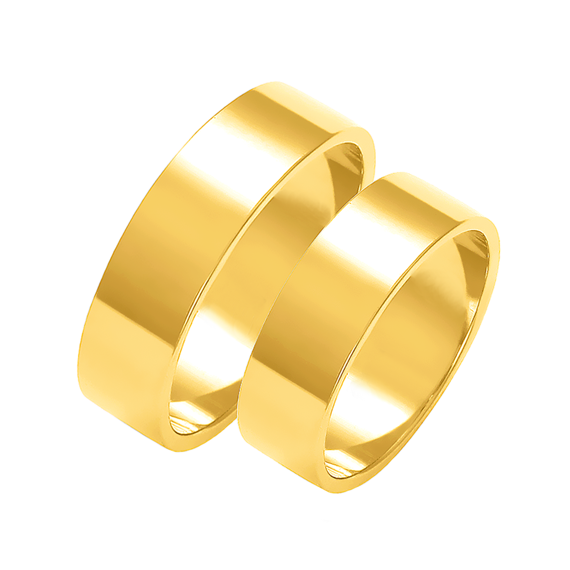 Obrączki ślubne para: złoto 585, klasyczne, płaskie, 6 mm