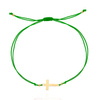 Bransoletka złota 585 na zielonym sznurku krzyżyk diamentowane kuleczki